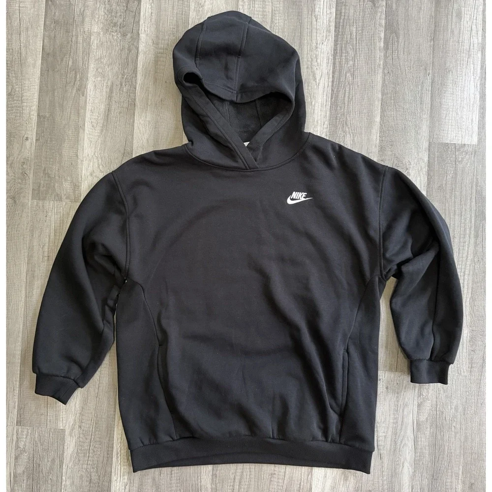 Size XL Youth - Nike Boys Girl Unisex Black Fleece Pullover Hoodie Long Sleeve